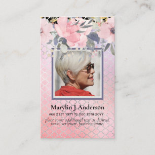 100x Budget Rosa Foto Gedenkgebet Visitenkarte