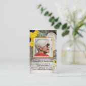 100x rustikale Sonnenblumen FOTO Gebet Gedenkkarte Visitenkarte (Stehend Vorderseite)