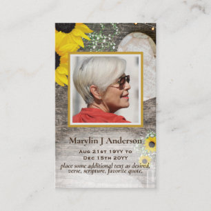 100x rustikale Sonnenblumen FOTO Gebet Gedenkkarte Visitenkarte