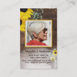 100x rustikale Sonnenblumen FOTO Gebet Gedenkkarte Visitenkarte