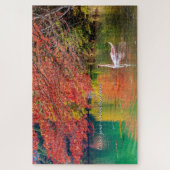 [1014] Autumn Pond – Swan Gliding Through Colors Puzzle (Vertikal)