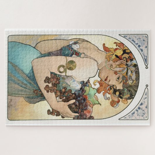 1014 Puzzle - Dame mit Trauben Mucha (Horizontal)