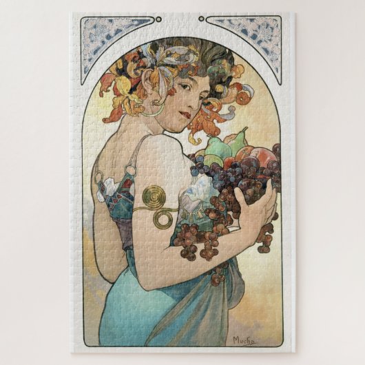 1014 Puzzle - Dame mit Trauben Mucha (Vertikal)