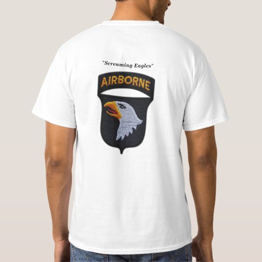 101. ABN im Flugzeug Division Patch schreiend Adle T-Shirt (Rückseite)