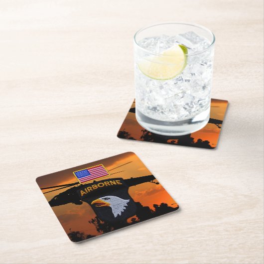 101. ABN Im Flugzeug schreiende Adler Veteranen LR Rechteckiger Pappuntersetzer (Vor Ort)