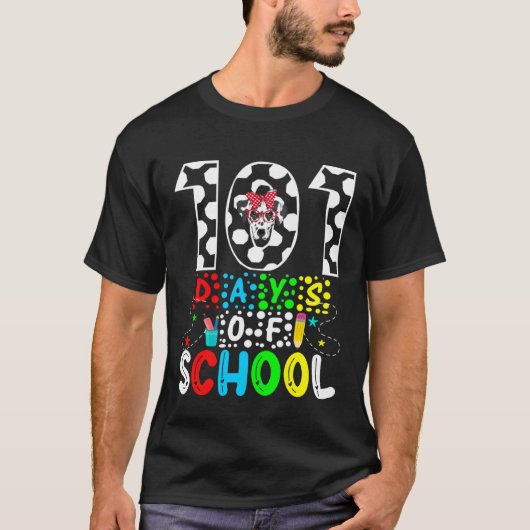 101 Days of School Dalmatian Dog Fuuny 100th Day o T-Shirt (Vorderseite)