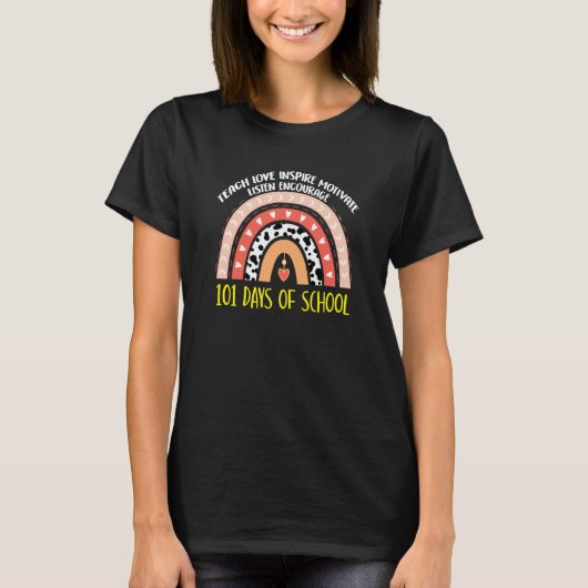 101 Days Of School Leopard Boho Rainbow Teacher Bo T-Shirt (Vorderseite)