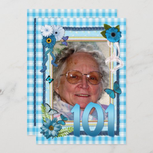 101. Foto Geburtstagsfeier Einladung (Vorne/Hinten)