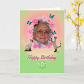 101. Fotokarte mit Katzen und Schmetterlingen, Karte (Gelbe Blume)