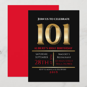 101. Geburtstag Gold Black Party Einladung