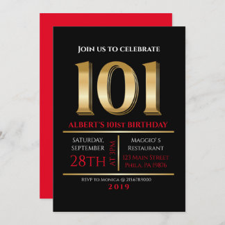 101. Geburtstag Gold Black Party Einladung