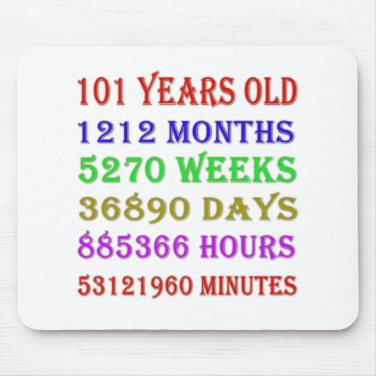 101. Geburtstag - Meilensteine Mousepad (Vorne)