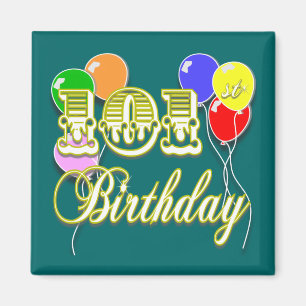 101. Geburtstag mit Balloons Magnet
