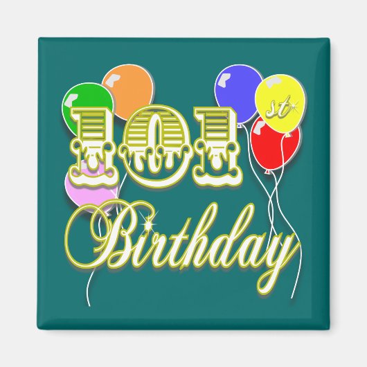 101. Geburtstag mit Balloons Magnet (Vorne)