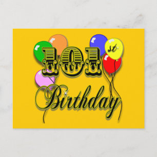 101. Geburtstag mit Balloons Postkarte