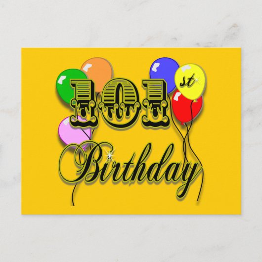 101. Geburtstag mit Balloons Postkarte (Vorderseite)