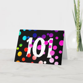 101. Geburtstag Rainbow Dots auf Black Karte