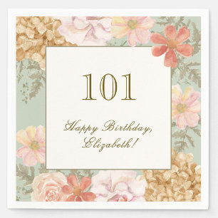 101. Geburtstag Serviette Herbstfarben Floral Sage