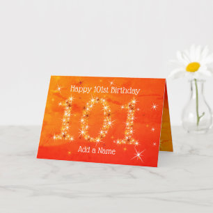 101. Geburtstag - Startnummern - Rot/Orange Alter Karte