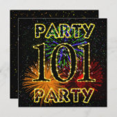 101. Geburtstagsfeier Einladung mit Feuerwerk (Vorne/Hinten)
