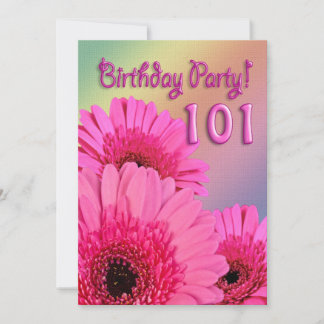 101. Geburtstagsfeier mit rosa Blume Einladung