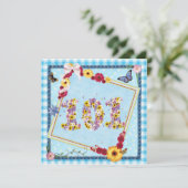 101 Geburtstagsparty Einladung Blume, Schmetterlin (Stehend Vorderseite)