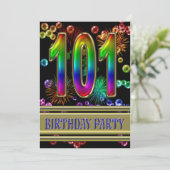 101. Geburtstagsparty Einladung mit Blasen (Stehend Vorderseite)