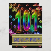101. Geburtstagsparty Einladung mit Blasen (Vorne/Hinten)