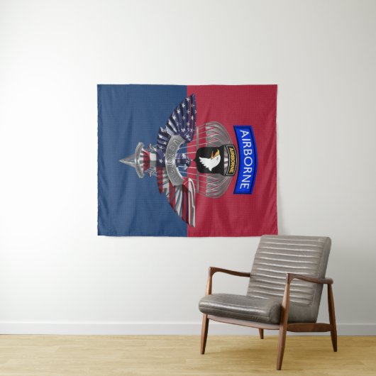 101. Im Flugzeug Abteilung "Screaming Eagles" Vete Wandteppich (Beispiel (Horizontal))