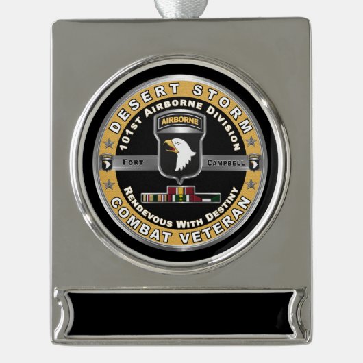 101. Im Flugzeug Division Desert Storm Veteran  Banner-Ornament Silber (Vorderseite)