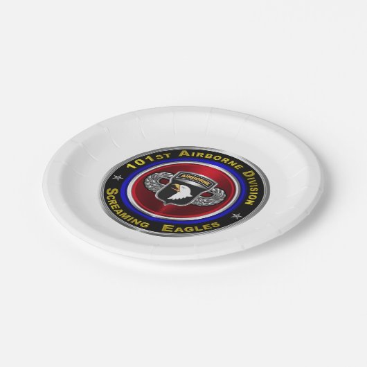 101. Im Flugzeug Division Screaming Eagles Custom Pappteller (Schrägansicht)