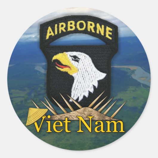 101. im Flugzeug Division Veteranen Vietnam Aufkle Runder Aufkleber (Vorderseite)
