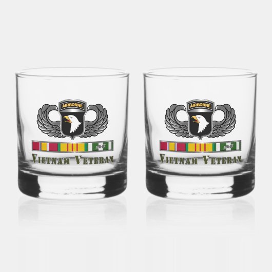 101. Im Flugzeug Division Vietnam Veteran Whiskyglas (Vorderseite)