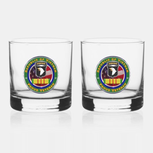 101. Im Flugzeug Division Vietnam Veteran Whiskyglas (Vorderseite)
