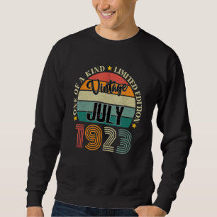 101 Jahre Vintag Juli 1923 101. Geburtstag Retr Sweatshirt