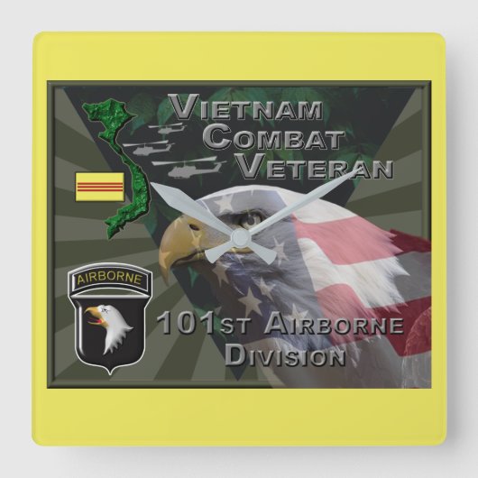 101. Luftlandedivision Vietnam Kampf Veteran Quadratische Wanduhr (Vorderseite)