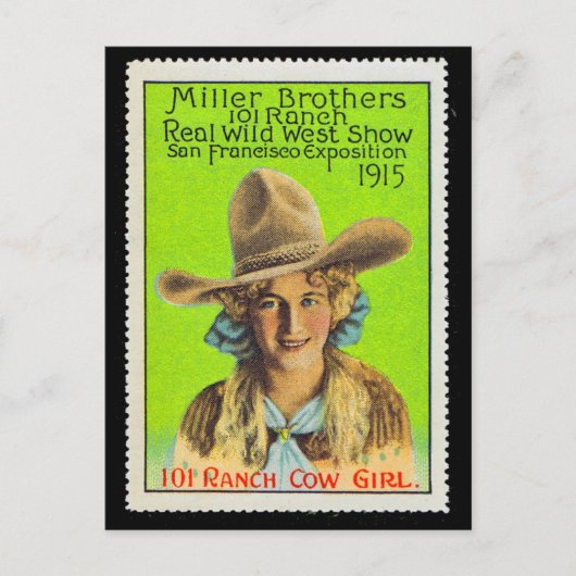 101 Ranch Cowgirl Poster Briefmarke #2, Panama Pac Postkarte (Vorderseite)