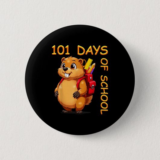 101 Tage Schule Dabbing Murmeltier Lustiger Lehrer Button (Vorderseite)
