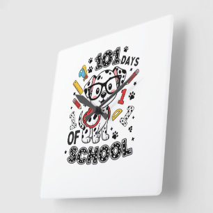 101 Tage Schule Dalmatiner Welpe Quadratische Wanduhr