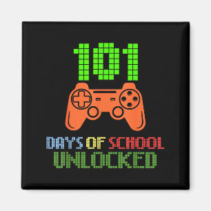 101 Tage Schule freigeschalteter Gamer Pixel Contr Magnet