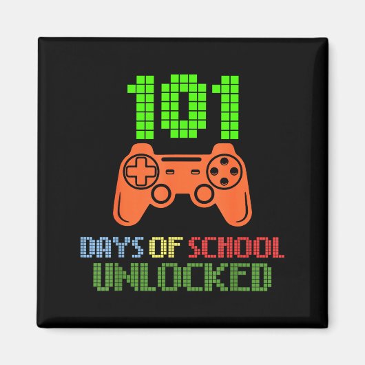 101 Tage Schule freigeschalteter Gamer Pixel Contr Magnet (Vorne)