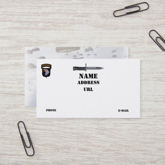 101st ABN Div. im Flugzeug Abteilung, die Eagles Visitenkarte (Vorderseite/Rückseite Beispiel)