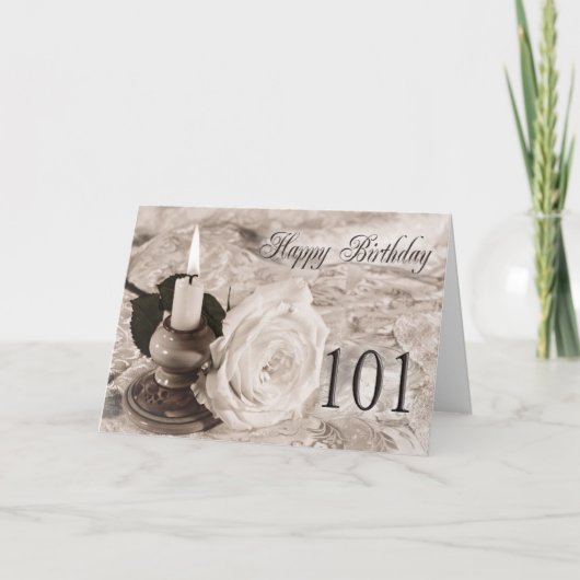 101st Birthday card with an antique rose Karte (Vorderseite)