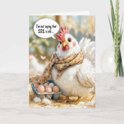 101st Birthday Hen With Eggs in Carton Karte (Vorderseite)