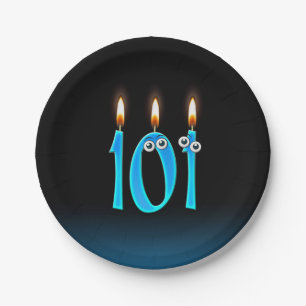 101st Geburtstag mit beleuchteten Kerzenzahlen Pappteller
