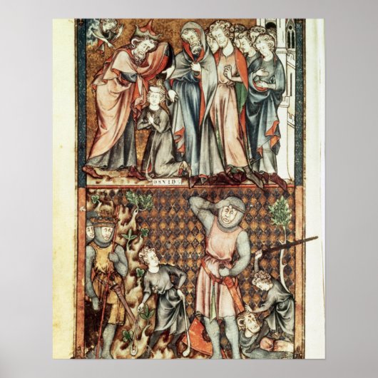 1023 f.7v David und Goliath mit Saul von Le Be Poster (Vorne)