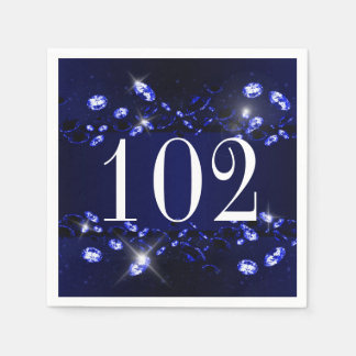 102. Geburtstag Blue Black Funkelnd Diamond Serviette