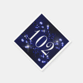 102. Geburtstag Blue Black Funkelnd Diamond Serviette (Ecke)