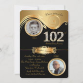 102., Geburtstag Mann 102., Deko der eleganten Kun Einladung (Vorderseite)