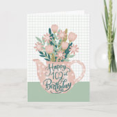 102. Geburtstag w Polka Dot Teapot von Blume Karte (Vorderseite)